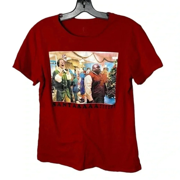 ELF  The movie,T shirt,women Large .Red,santaaaa!!!Will Ferrel Christmas T shirt - Picture 1 of 12